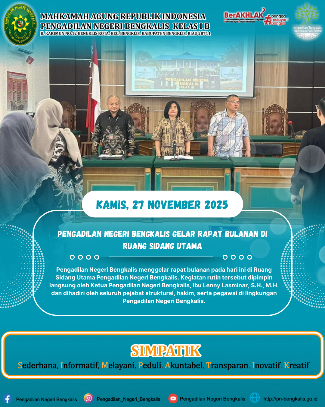 RAPAT BULANAN PENGADILAN NEGERI BENGKALIS BULAN NOVEMBER 2025