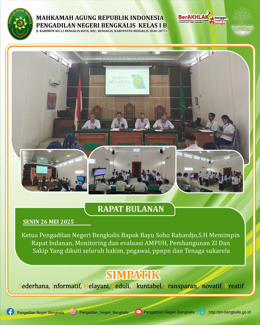 Rapat Bulanan Pengadilan Negeri Bengkalis Kelas IB Bulan Mei 2025