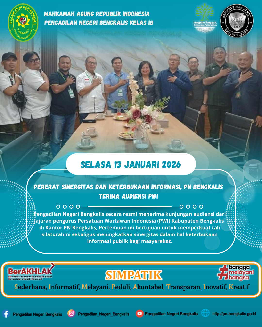 PERERAT SINERGITAS DAN KETERBUKAAN INFORMASI, PN BENGKALIS TERIMA AUDIENSI PWI